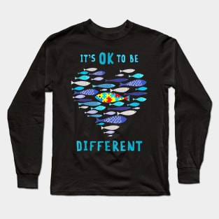 Fish Its Ok To Be Different Autism Shirt Fish Autism Long Sleeve T-Shirt